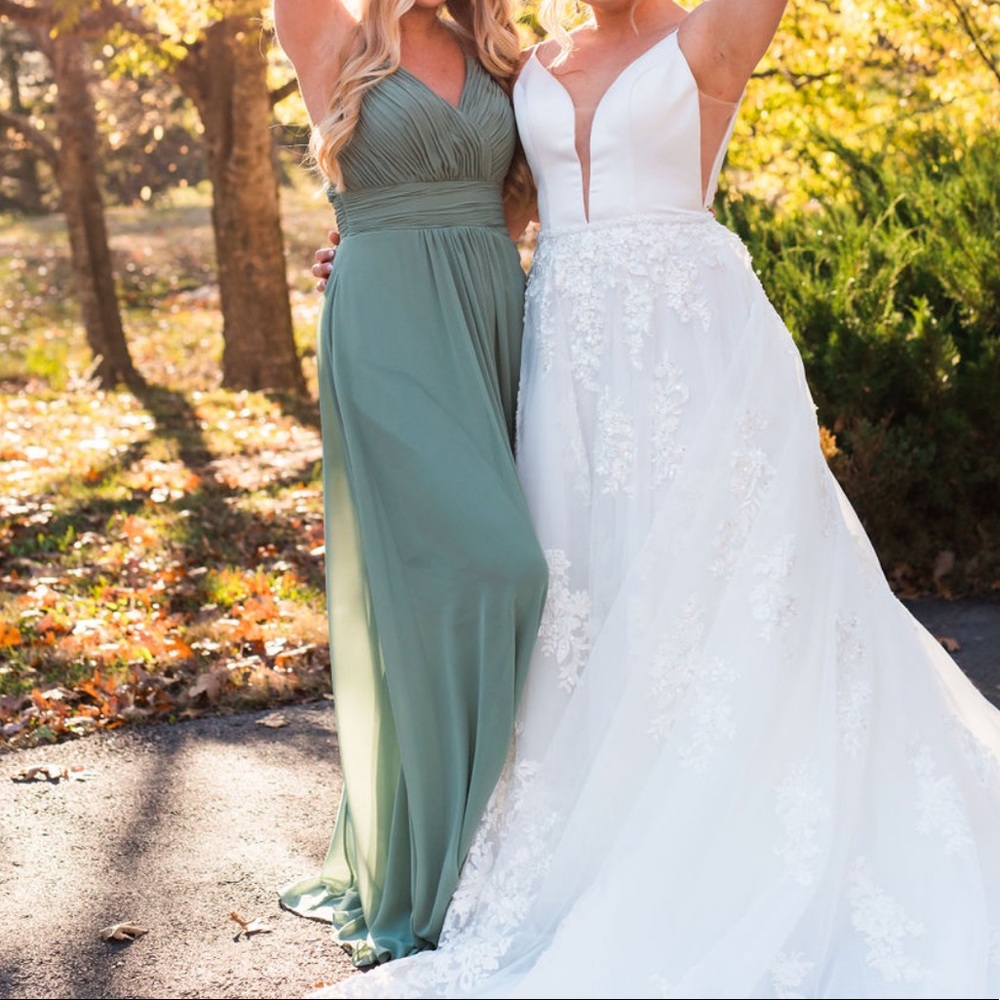 MOSS COLOR Mori Lee Style 21664 Bridesmaid dress Size 4